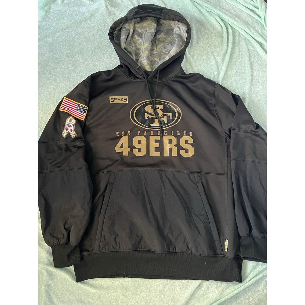 NFL San Francisco 49ers 2020 Salute To Service Black Hoodie Sweatshirt L